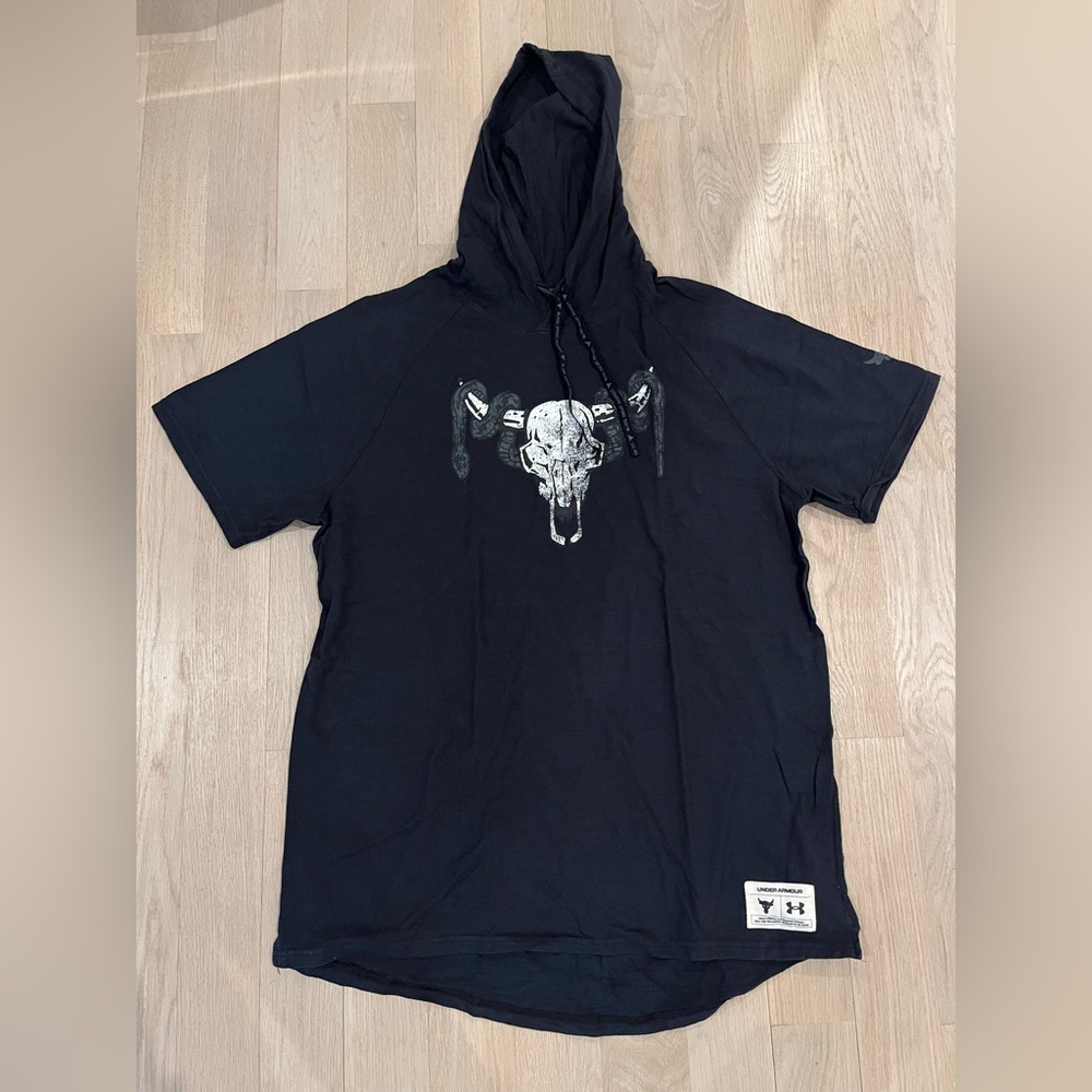 Adult Under Armour Project Rock Black Short Sleeve Hoodie